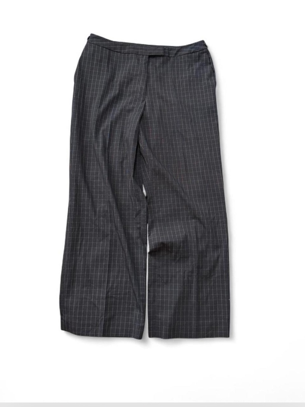Vintage Y2K Talbots Charcoal Gray Windowpane Plaid Wide Leg Pants, Women's Sz 12